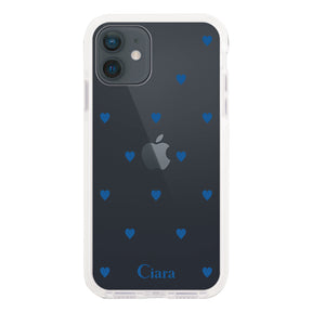 iPhoneXR クッションバンパー 耐衝撃クリアケース カラーハート ブルー