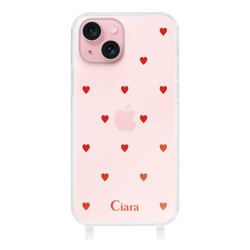 iPhoneケース  ストラップクリアケース カラーハート