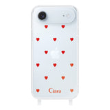 iPhoneAir ストラップクリアケース カラーハート レッド