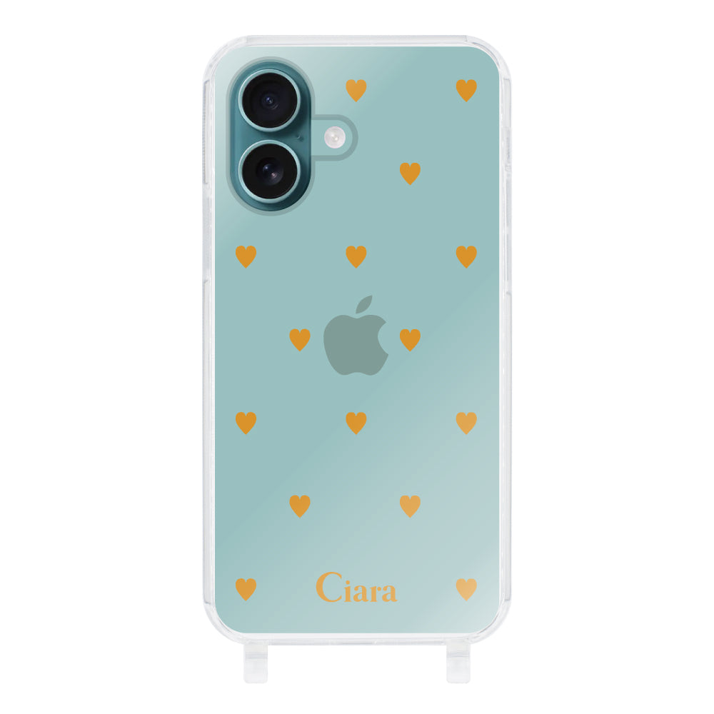 iPhoneAir ストラップクリアケース カラーハート オレンジ