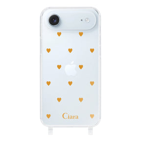 iPhoneAir ストラップクリアケース カラーハート オレンジ