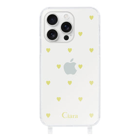 iPhone17ProMax ストラップクリアケース カラーハート イエロー