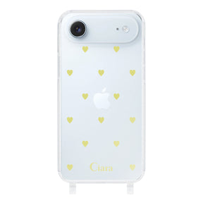 iPhoneAir ストラップクリアケース カラーハート イエロー