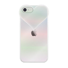 iPhone7/8/SE2/SE3ケース ハートクリア TPUクリアケース プティ オーロラ
