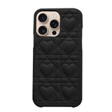 iPhone16Pro ハートキルティングPU レザーケース プティ ブラック