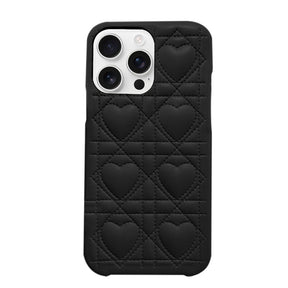 iPhone16ProMax ハートキルティングPU レザーケース プティ ブラック