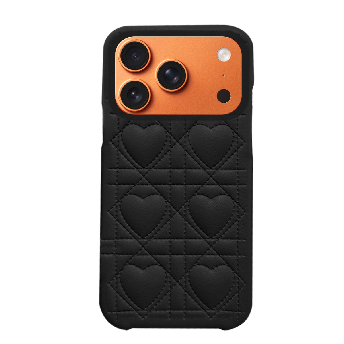 iPhone17ProMax ハートキルティングPU レザーケース プティ ブラック