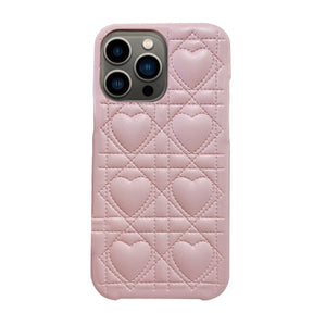 iPhone13Pro ハートキルティングPU レザーケース プティ ピンク