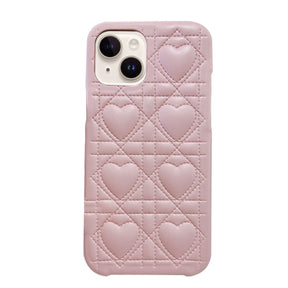 iPhone14/13 ハートキルティングPU レザーケース プティ ピンク