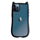 iPhone12ProMax ネコミミグリップ 耐衝撃クリアケース プティ ブラック