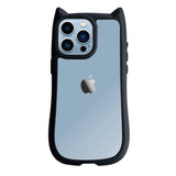 iPhone13ProMax ネコミミグリップ 耐衝撃クリアケース プティ ブラック