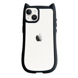 iPhone14/13 ネコミミグリップ 耐衝撃クリアケース プティ ブラック