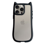 iPhone15Pro ネコミミグリップ 耐衝撃クリアケース プティ ブラック