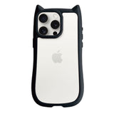 iPhone15ProMax ネコミミグリップ 耐衝撃クリアケース プティ ブラック