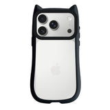 iPhone17Pro ネコミミグリップ 耐衝撃クリアケース プティ ブラック