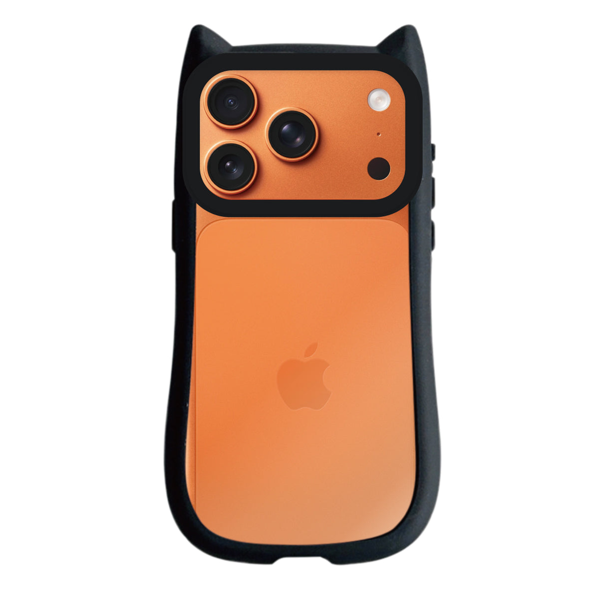 iPhone17ProMax ネコミミグリップ 耐衝撃クリアケース プティ ブラック