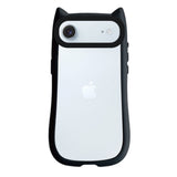 iPhoneAir ネコミミグリップ 耐衝撃クリアケース プティ ブラック