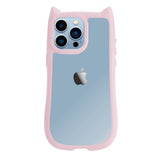 iPhone13ProMax ネコミミグリップ 耐衝撃クリアケース プティ ピンク