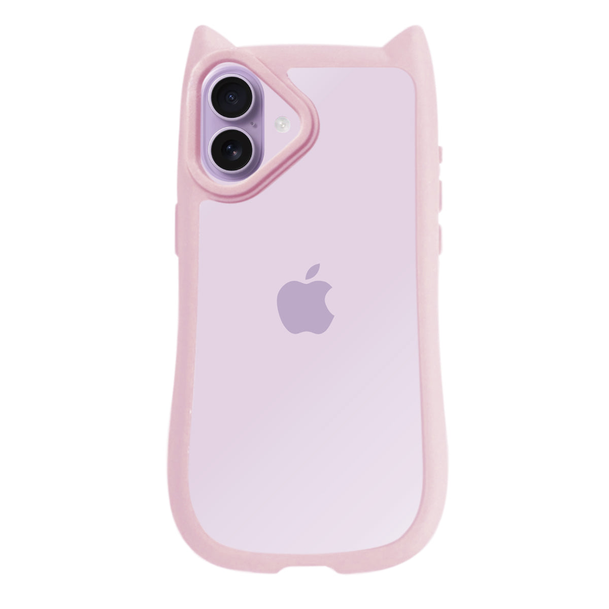 iPhone17 ネコミミグリップ 耐衝撃クリアケース プティ ピンク