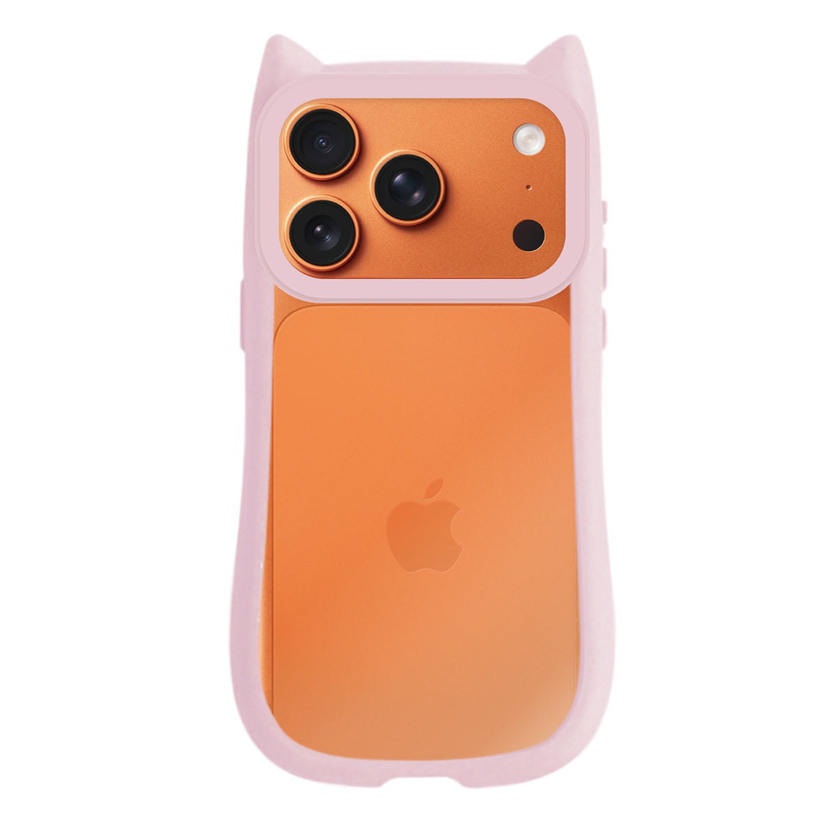 iPhone17ProMax ネコミミグリップ 耐衝撃クリアケース プティ ピンク