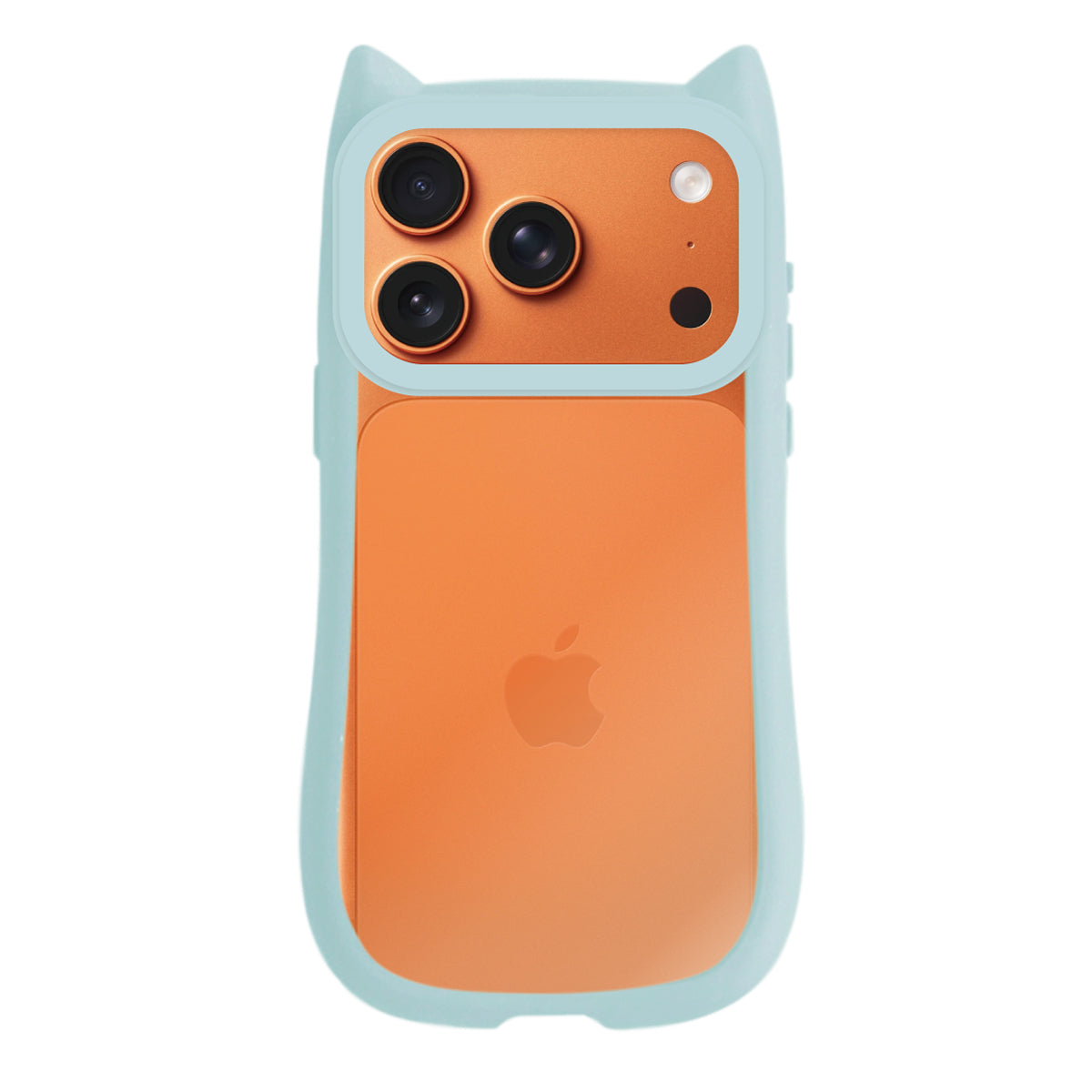 iPhone17ProMax ネコミミグリップ 耐衝撃クリアケース プティ ブルー