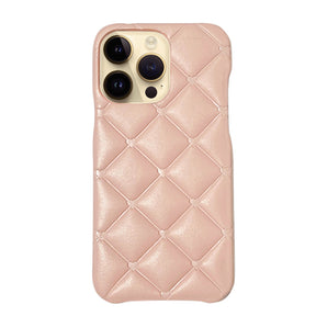 iPhone14Proケース キルティングミニハートPUレザー プティ ピンク