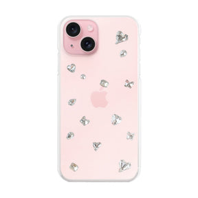 iPhone15 ビジューTPUクリア プティ ホワイト