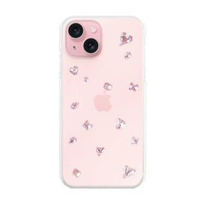 iPhone15 ビジューTPUクリア プティ ピンク