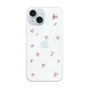 iPhone15Plus ビジューTPUクリア プティ ピンク