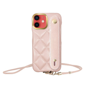 iPhone11 バンドキルティングPUレザーストラップ プティ ピンク