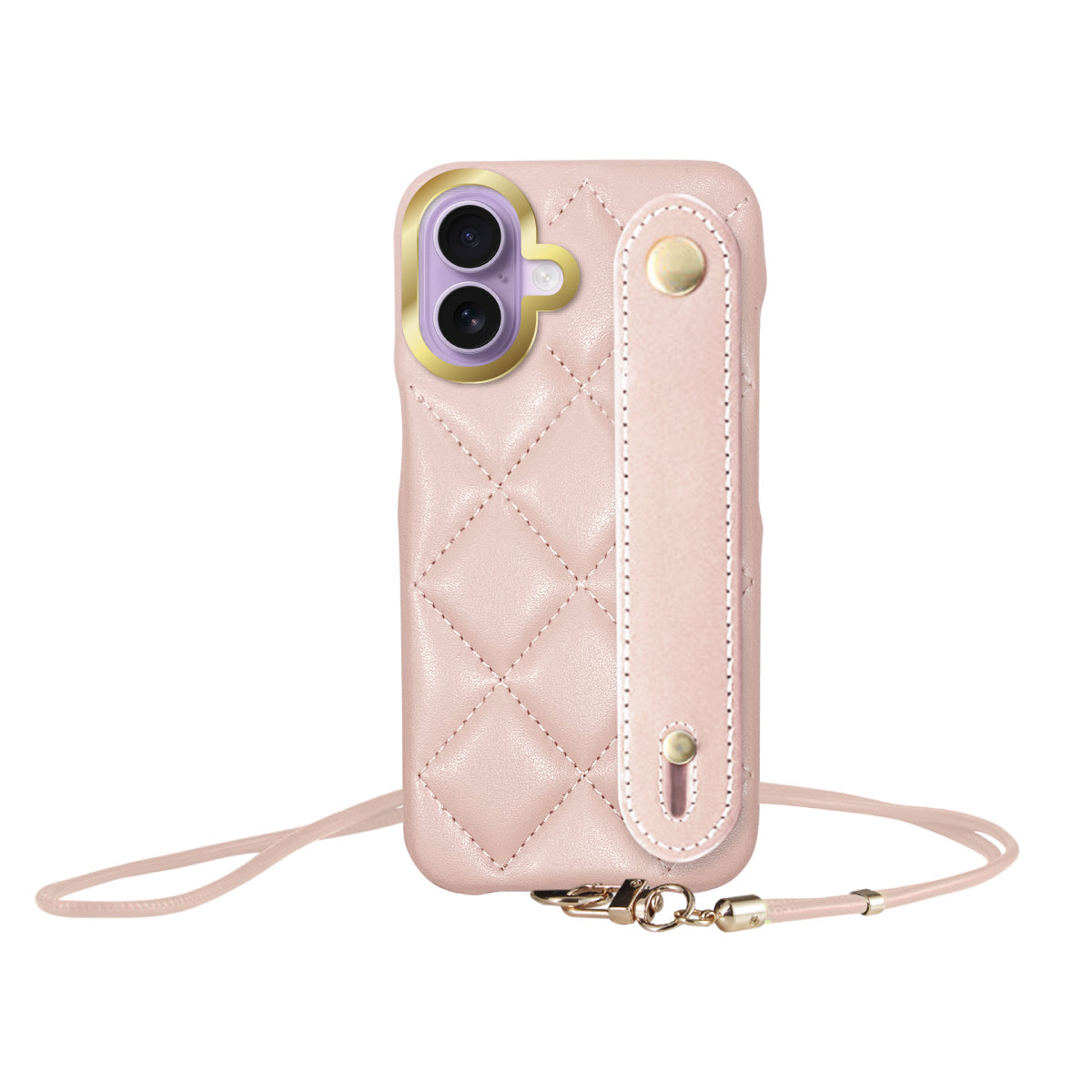 iPhone17 バンドキルティングPUレザーストラップ プティ ピンク