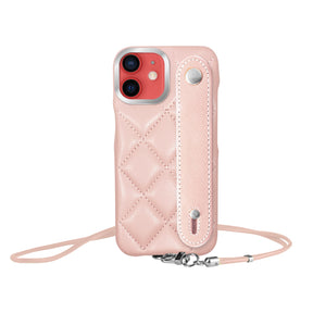 iPhone11 バンドキルティングPUレザーストラップ プティ ピンク/シルバー