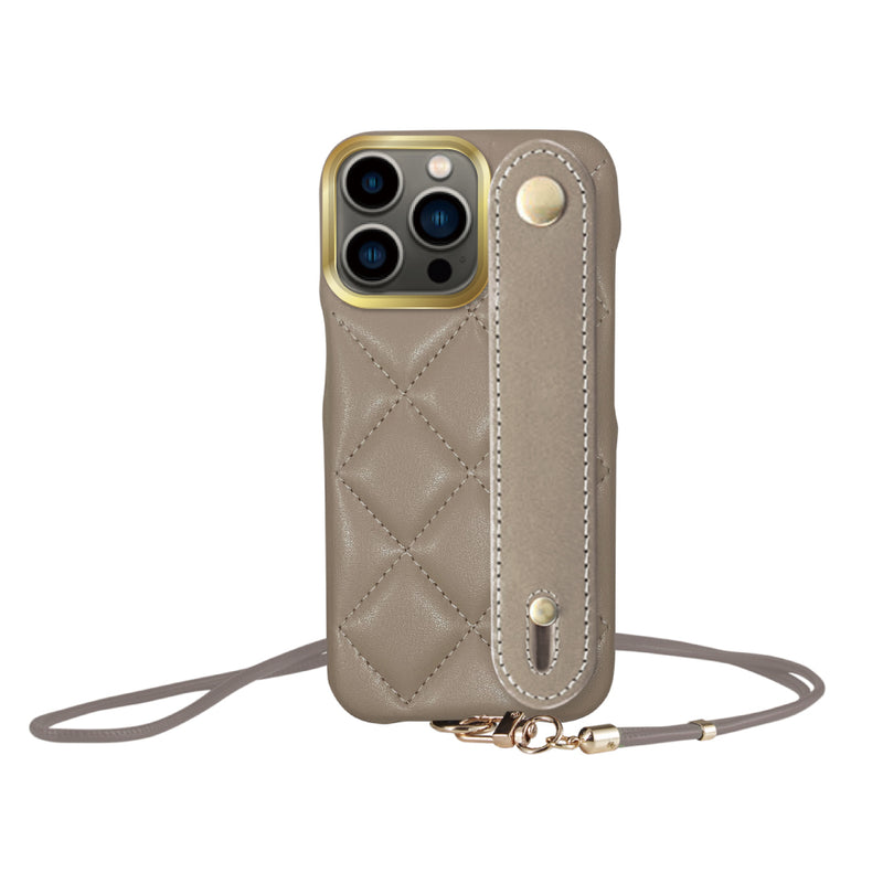 iPhoneケース バンドキルティングPUレザーストラップ プティ