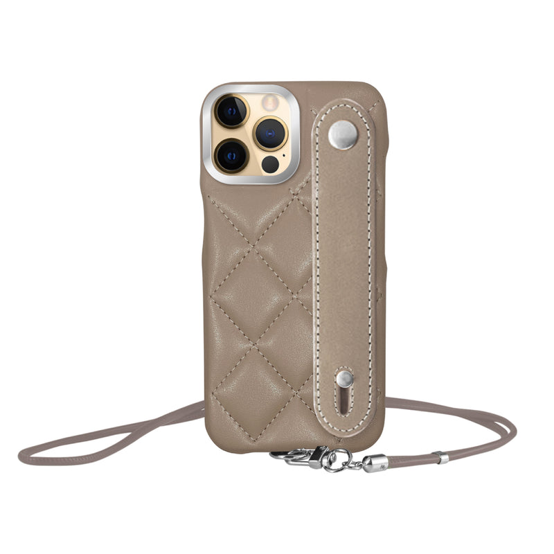 iPhoneケース バンドキルティングPUレザーストラップ プティ