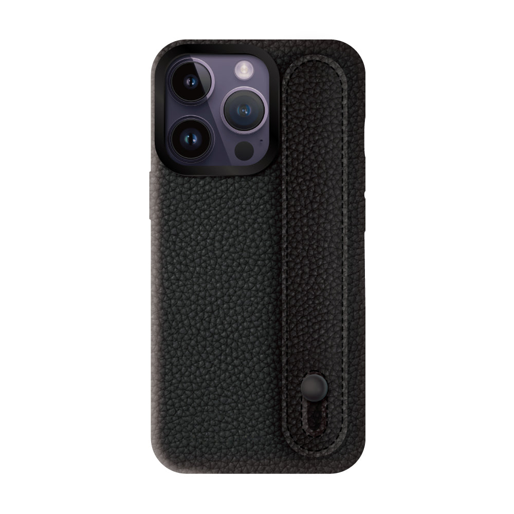 iPhone14ProMaxケース バンドシュリンクレザー プティ ブラック/ブラック