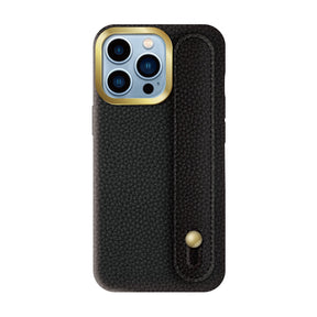 iPhone13ProMaxケース バンドシュリンクレザー プティ ブラック/ゴールド