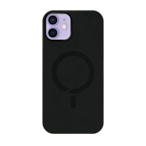 iPhone12/12Proケース PUレザーハイブリッド レザーmagsafeケース プティ ブラック