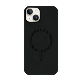 iPhone14/13ケース PUレザーハイブリッド レザーmagsafeケース プティ ブラック
