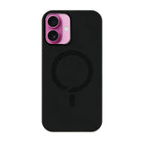 iPhone16Plusケース PUレザーハイブリッド レザーmagsafeケース プティ ブラック