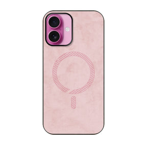 iPhone16Plusケース PUレザーハイブリッド レザーmagsafeケース プティ ピンク