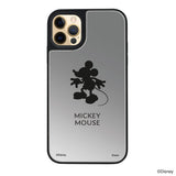 iPhone11Proケース ミラーバンパー ミラー付きケース シルエットミッキーマウス シルバー