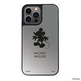 iPhone13Proケース ミラーバンパー ミラー付きケース シルエットミッキーマウス シルバー