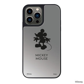 iPhone13Proケース ミラーバンパー ミラー付きケース シルエットミッキーマウス シルバー