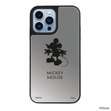 iPhone13ProMaxケース ミラーバンパー ミラー付きケース シルエットミッキーマウス シルバー