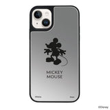 iPhone14/13ケース ミラーバンパー ミラー付きケース シルエットミッキーマウス シルバー