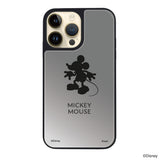 iPhone14Proケース ミラーバンパー ミラー付きケース シルエットミッキーマウス シルバー