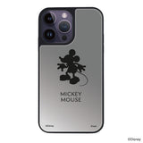 iPhone14ProMaxケース ミラーバンパー ミラー付きケース シルエットミッキーマウス シルバー