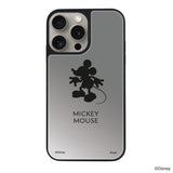 iPhone15Proケース ミラーバンパー ミラー付きケース シルエットミッキーマウス シルバー