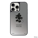 iPhone15ProMaxケース ミラーバンパー ミラー付きケース シルエットミッキーマウス シルバー