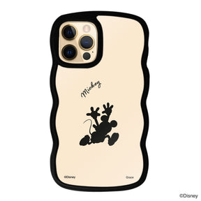 iPhone11Proケース ウェーブフレーム クリアケース シルエットミッキーマウス ブラック